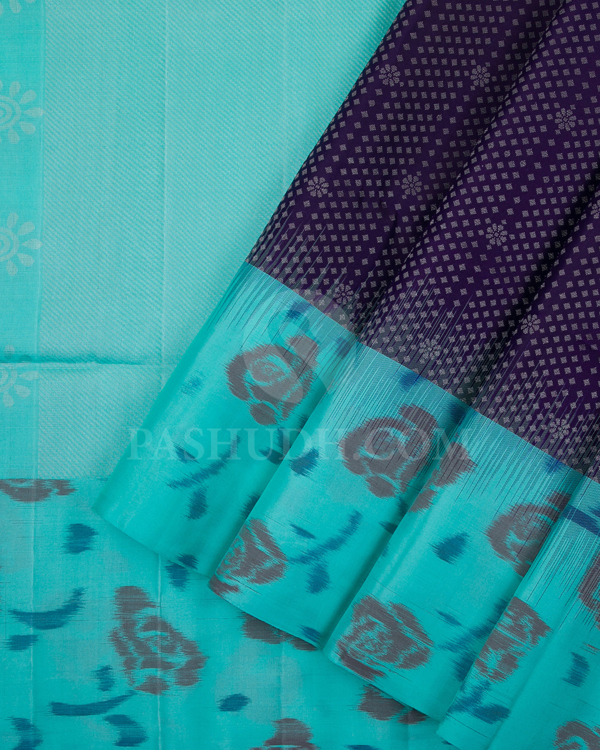 Purple And Sky Blue Soft Silk Saree - C17