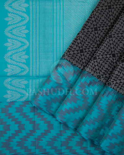 Black And Blue Soft Silk Saree - C27