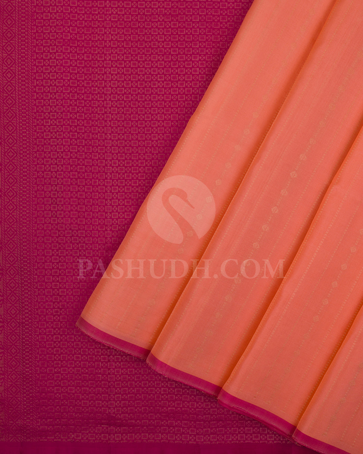 Peach And Rani Pink Soft Silk Saree - C4