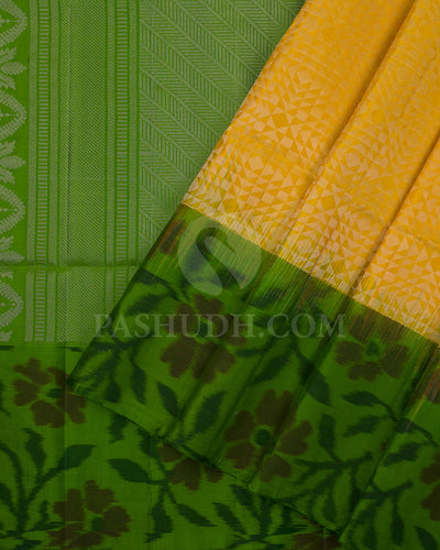 Yellow And Green Soft Silk Saree - C34