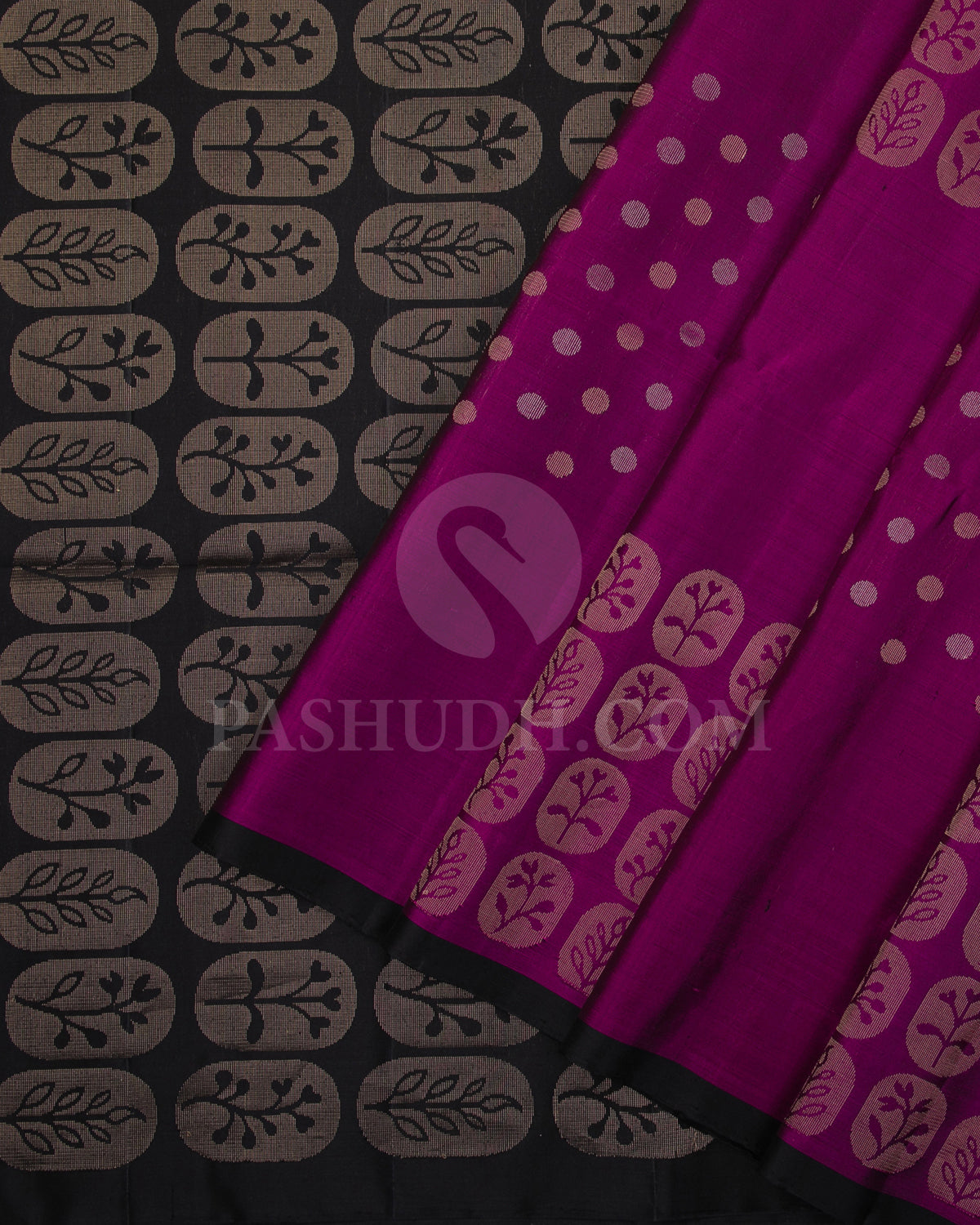 Magenta And Black Soft Silk Saree - C5