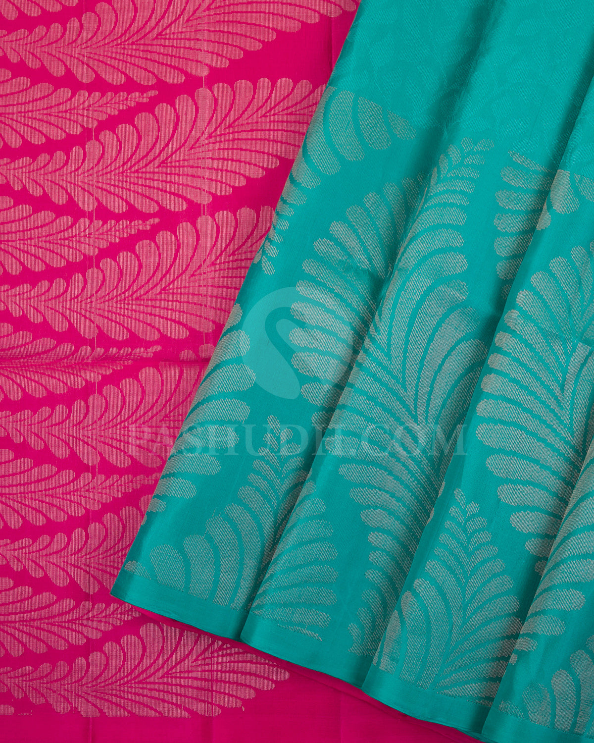 Aquamarine Blue And Rani Pink Soft Silk Saree - C30