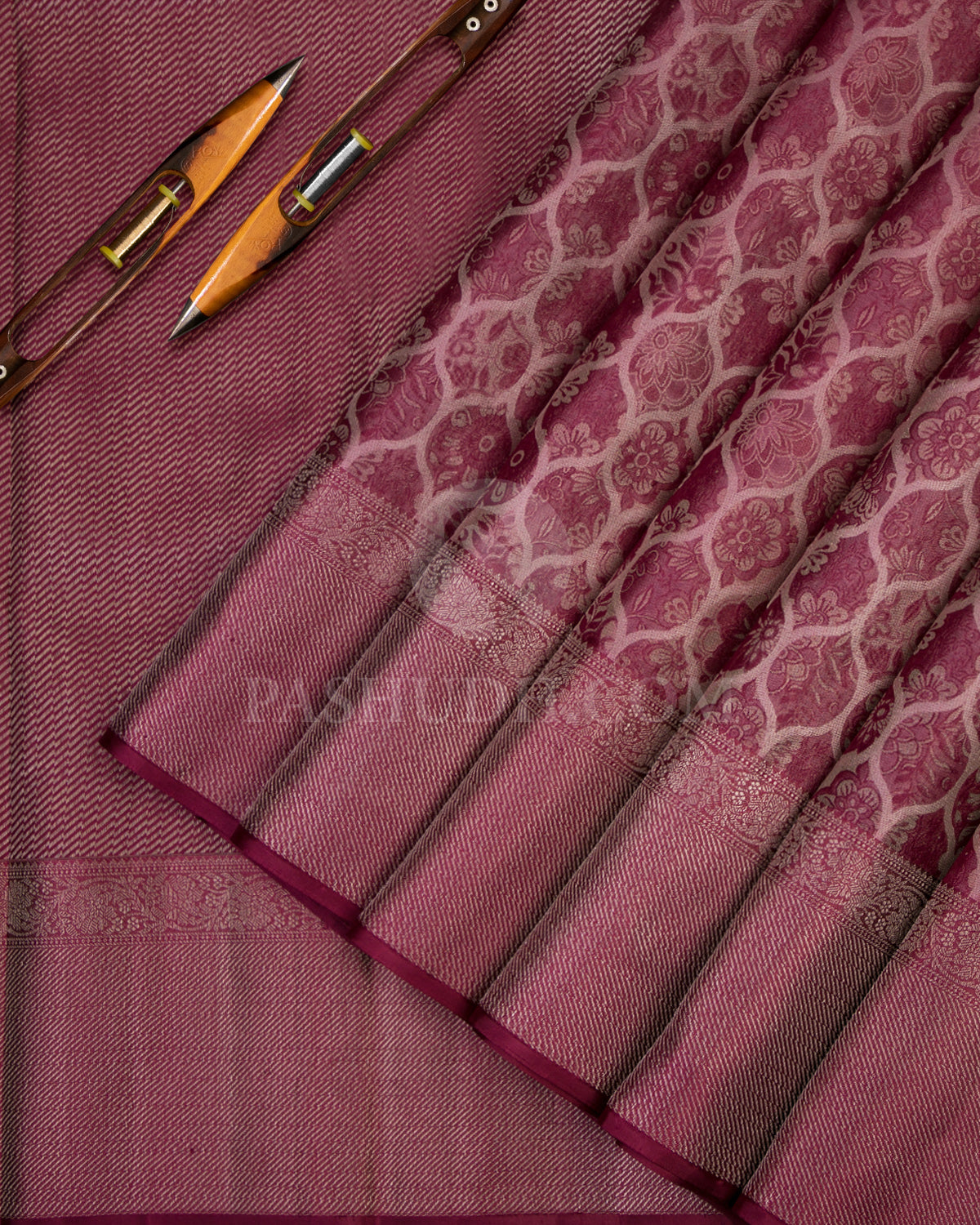 Dusty Pink Kanjivaram Silk Saree - D432 - View 2