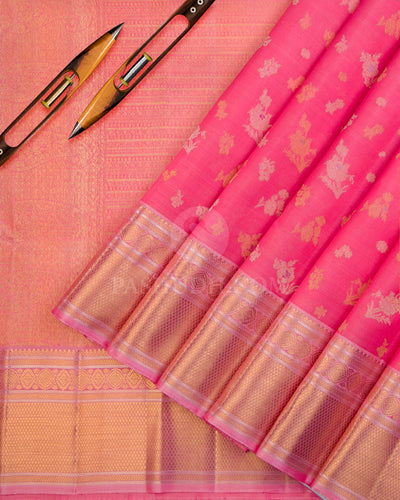 Pink Pure Zari Kanjivaram Silk Saree - P125 - View 3