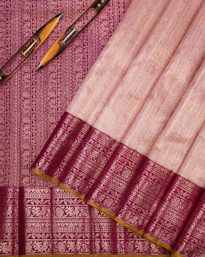 Mild Chocolate Brown & Plum Kanjivaram Silk Saree - S874
