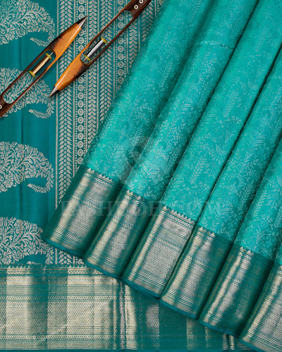 Light Blue and Pine Green Kanjivaram Silk Saree - D543(A) - View 1