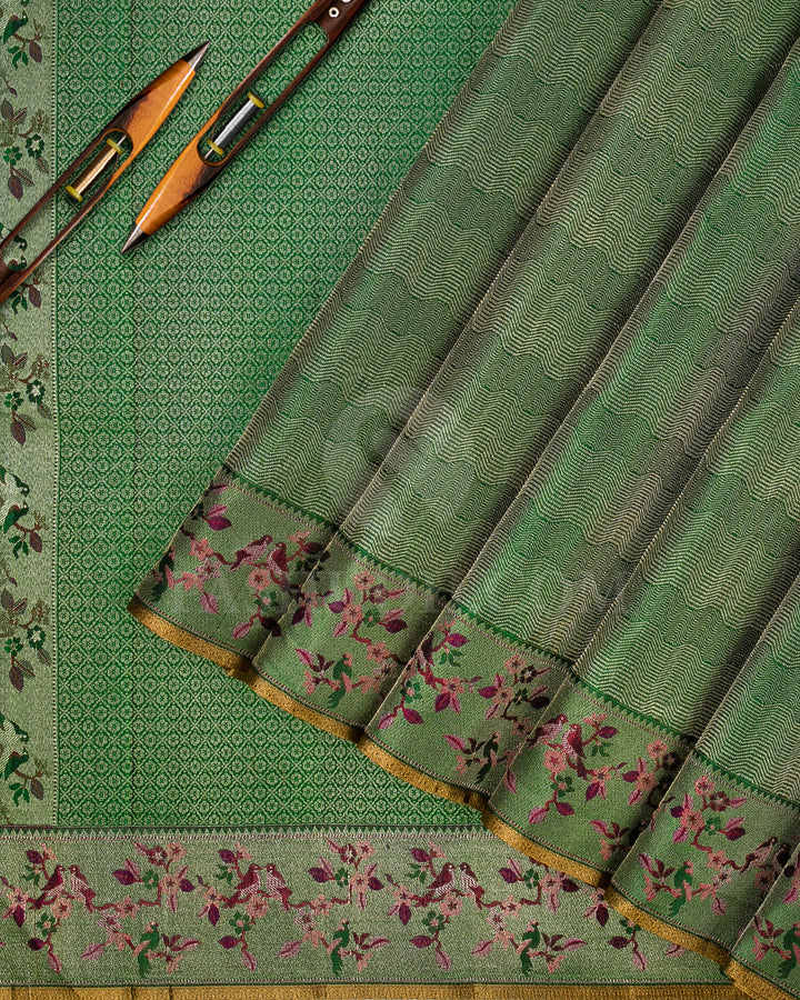 Emerald Green Kanjivaram Silk Saree - DJ328(A)