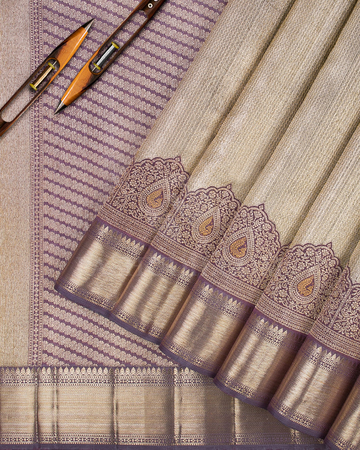 Grey Organza Kanjivaram Silk Saree - S1175(C)
