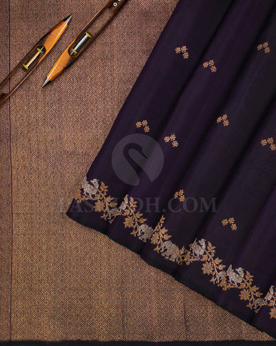 Aubergine Kanjivaram Silk Saree - S1245(A)