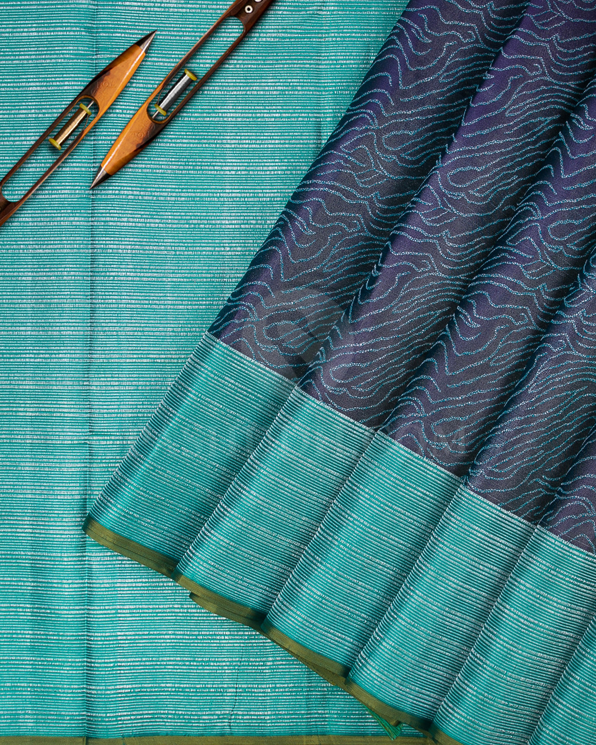 Royal Blue And Sky Blue Kanjivaram Silk Saree - D507(E)