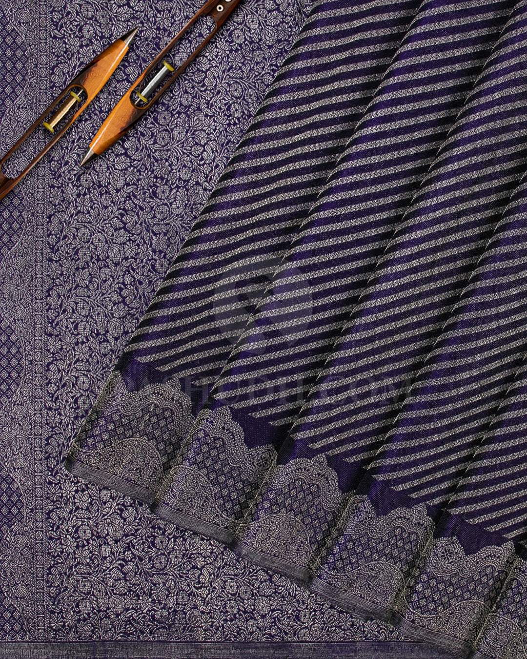 Navy Blue And Sky Blue Kanjivaram Silk Saree - D533(B)