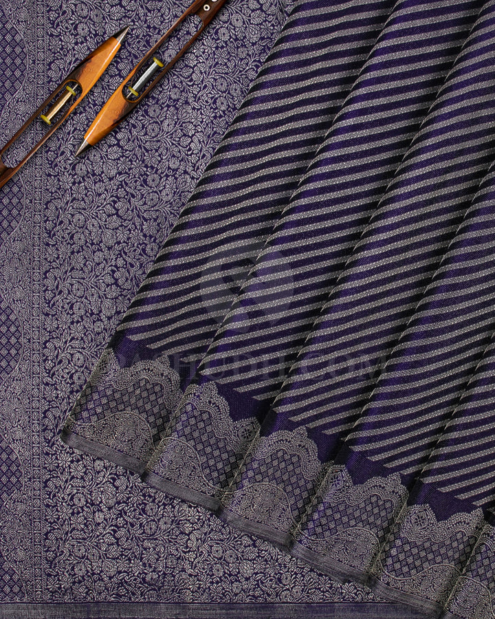 Navy Blue And Sky Blue Kanjivaram Silk Saree - D533(B)