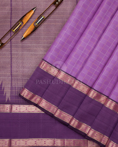 Lavender Pure Zari Kanjivaram Silk Saree - S745 - View 3