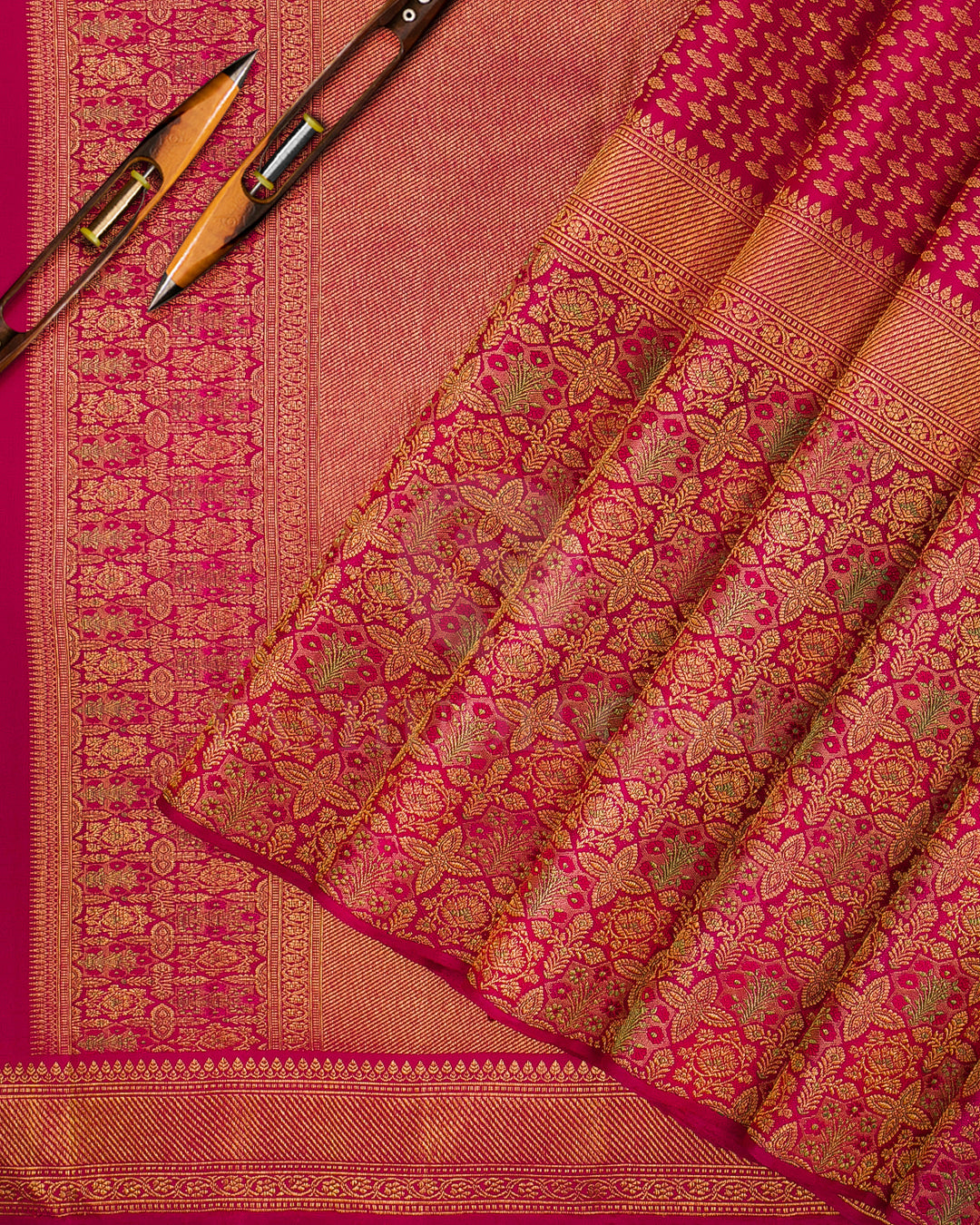Crimson Pink Kanjivaram Silk Saree - S1191(C)