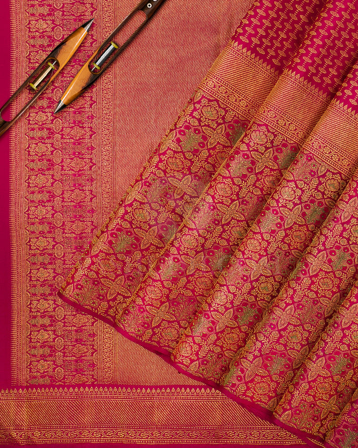 Crimson Pink Kanjivaram Silk Saree - S1191(C)