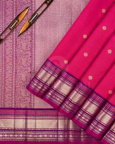 Raspberry Pink And Violet Kanjivaram silk Saree - S1094(C)