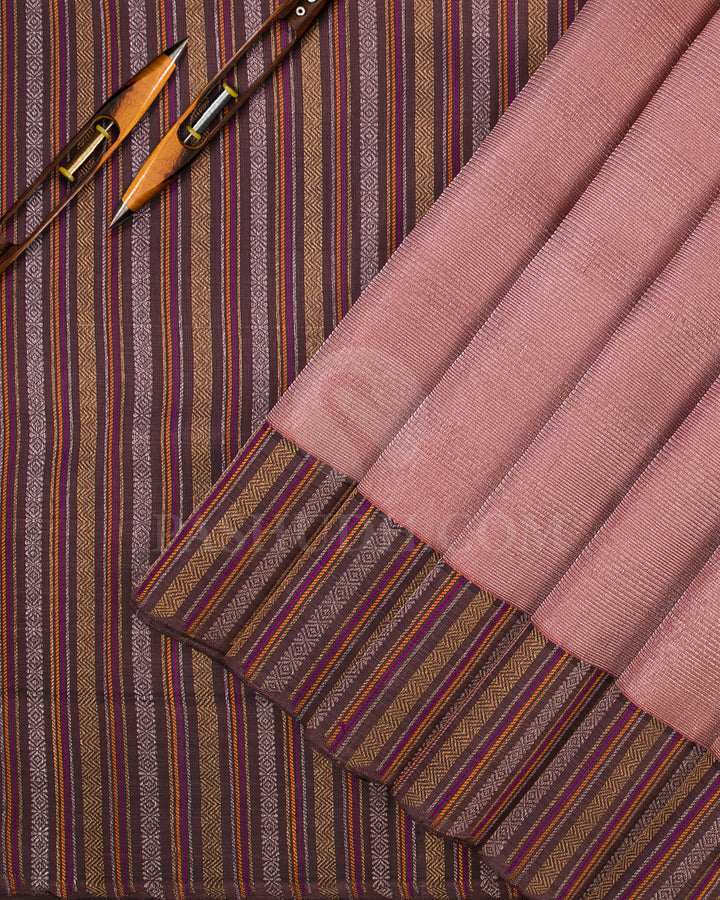 Old Rose And Light Brown Kanjivaram Silk Saree - S1114(B)