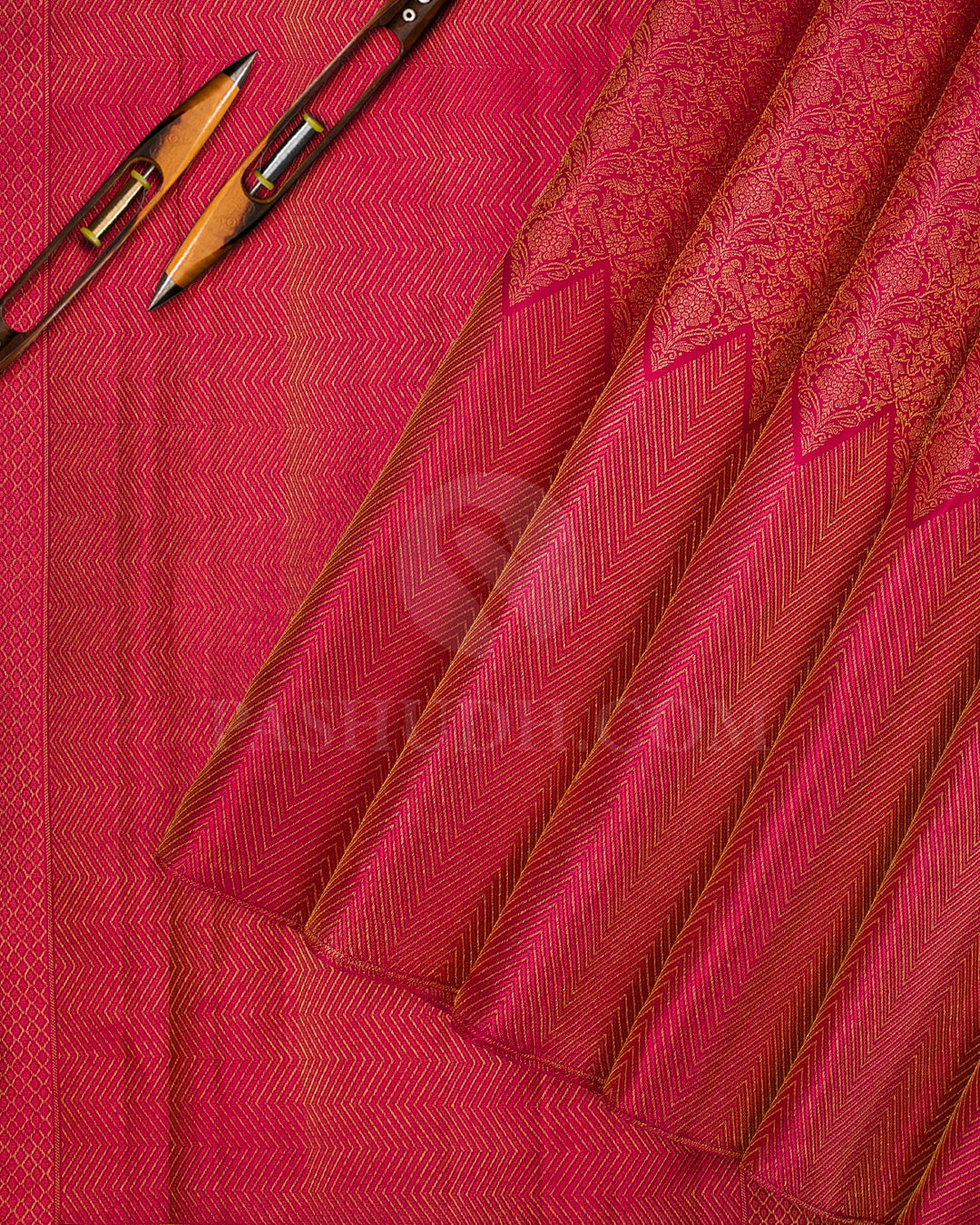 Rani Pink And Yellow Kanjivaram Silk Saree - D539(C)