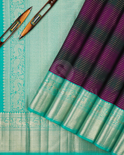 Magenta, Green, Purple And Sky Blue Kanjivaram Silk Saree - S1254(A)