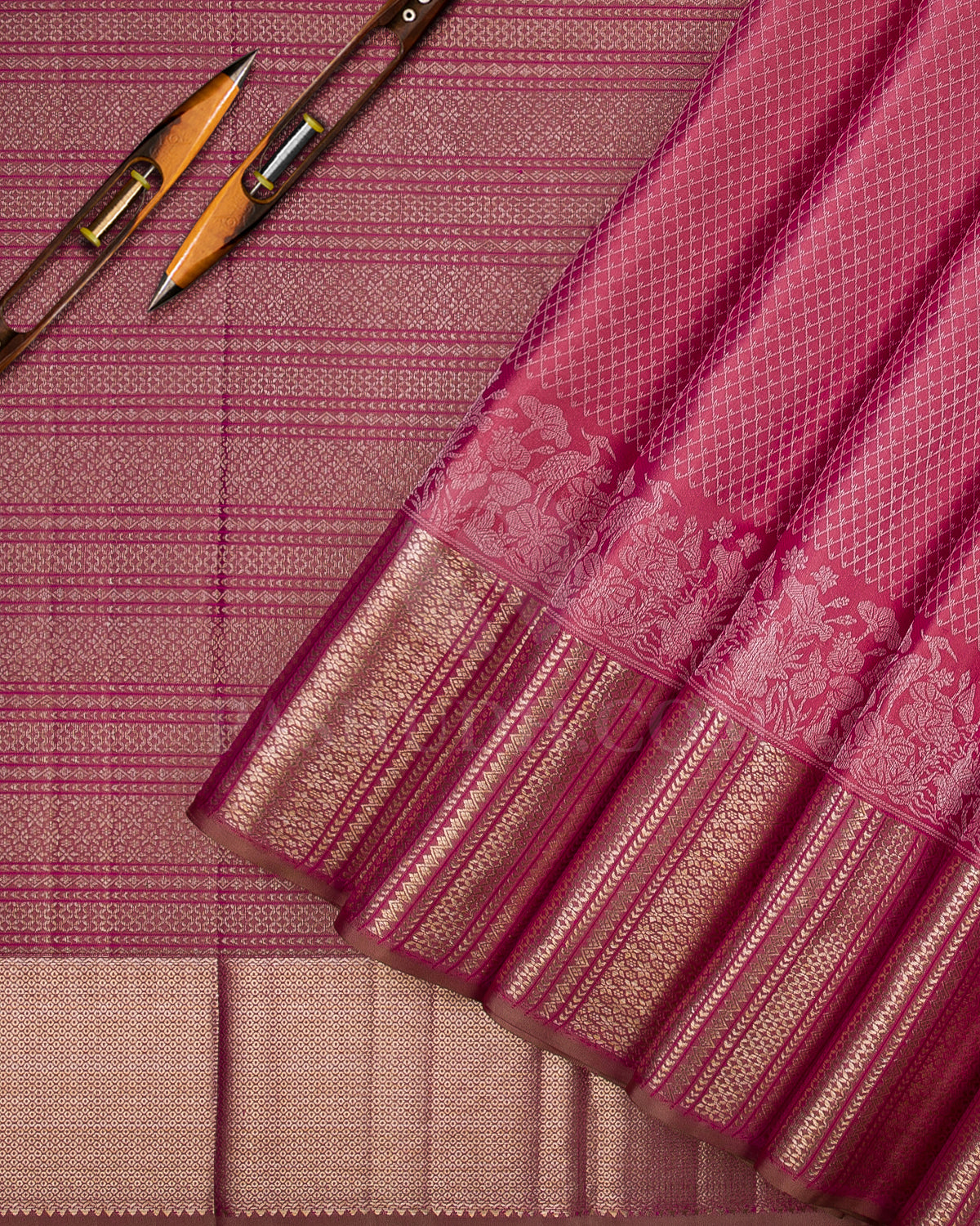 Baby Pink Beige Kanjivaram Silk Saree - D572(A)