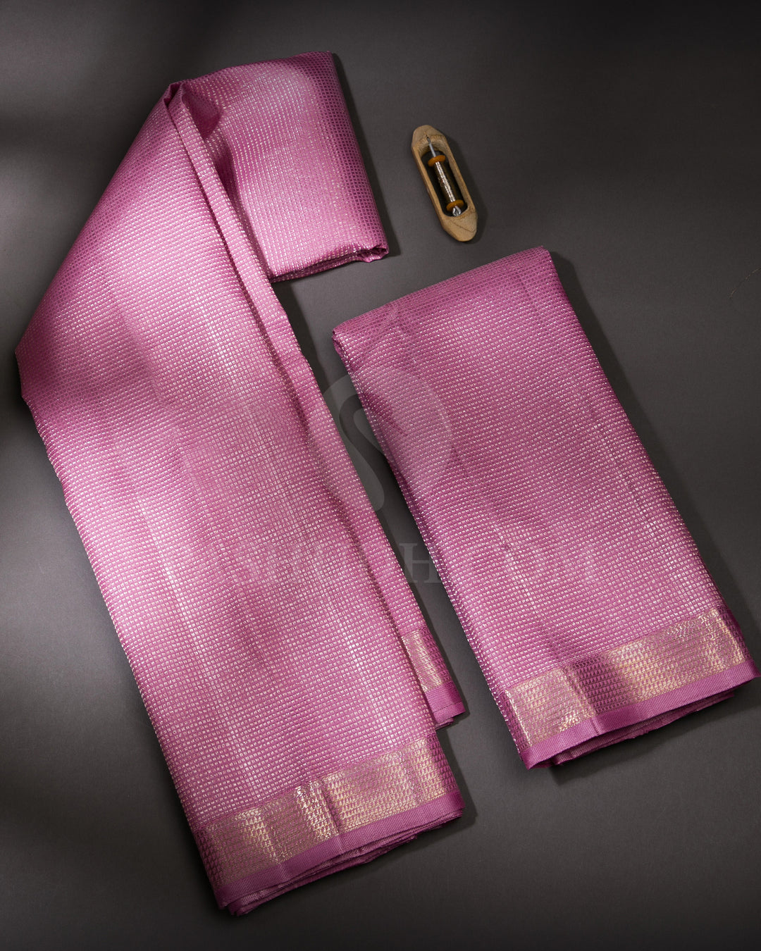 Pink Pure Silk Dhoti and Angavastra - V6