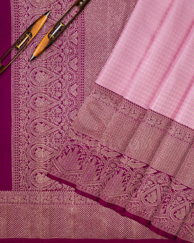 Baby Pink And Violet Kanjivaram Silk Saree - S1259(A)