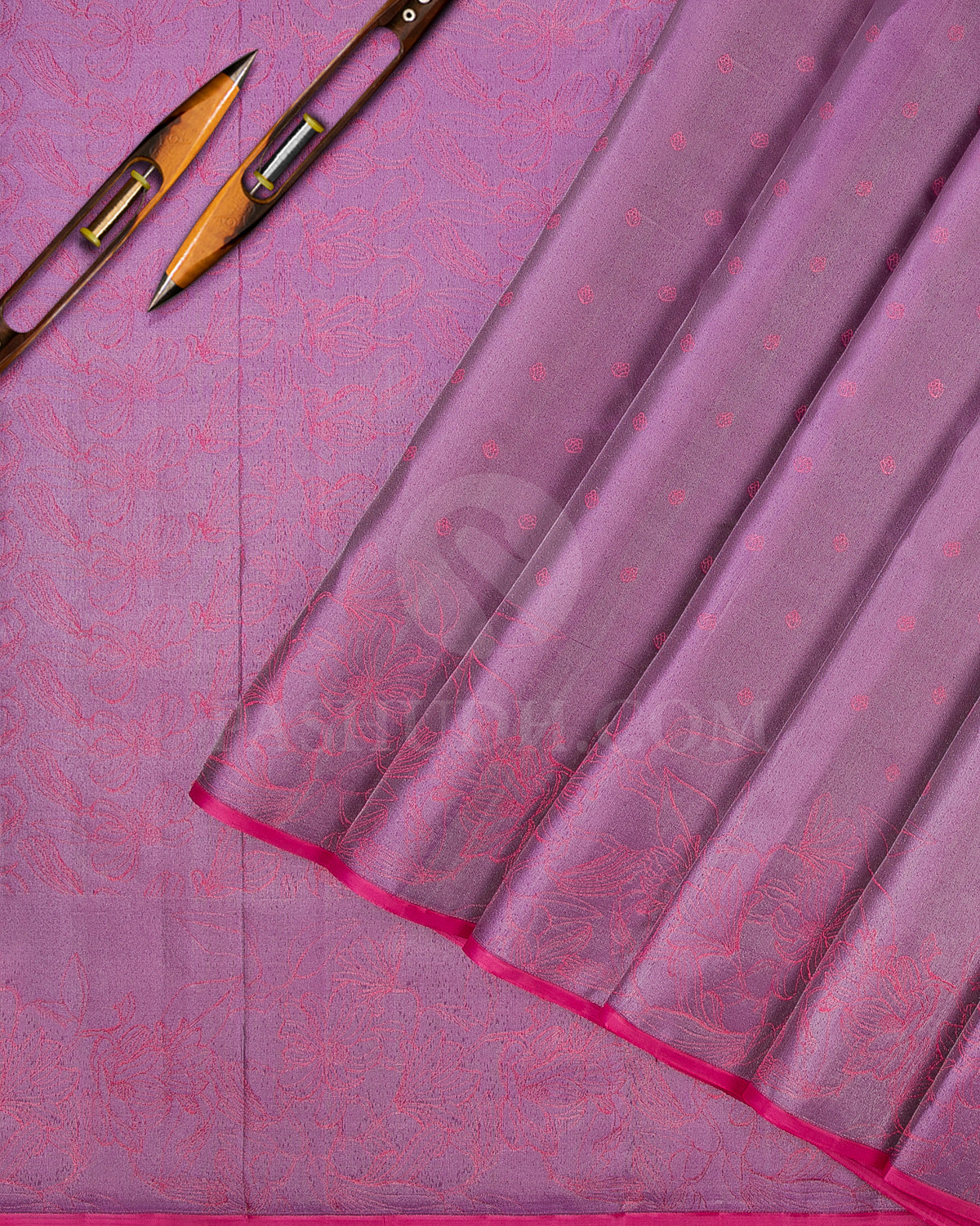 Lavendar And Fucshia Pink Kanjivaram Silk Saree - D570(B)