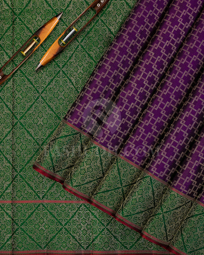 Violet and Forest Green Kanjivaram Silk Saree - DJ319(A) - View 1