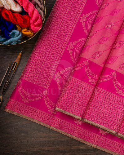 Bright Pink And Gold Kanjivaram Silk Saree - DJ289(D)