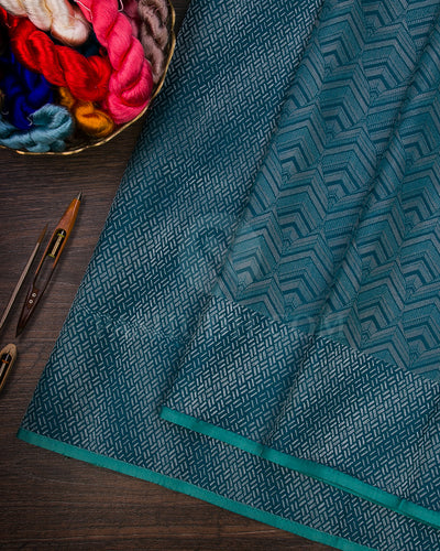 Teal Green and Sea Foam Green Kanjivaram Silk Saree - D545(C)