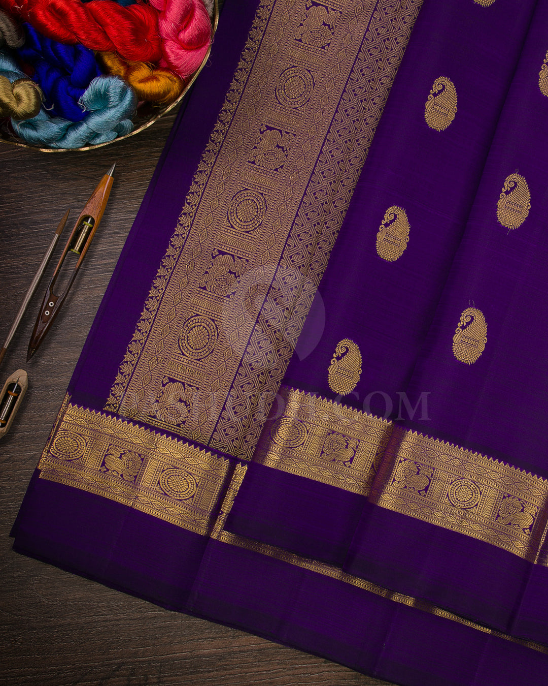 Deep Violet Traditional Kanjivaram Silk Saree - SVJ31