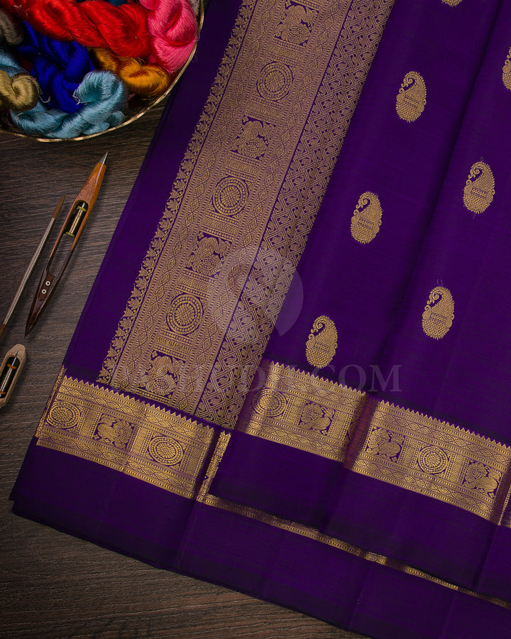 Deep Violet Traditional Kanjivaram Silk Saree - SVJ31
