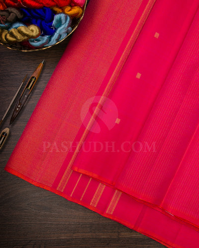 Orange Shot Pink Kanjivaram Silk Saree - K8