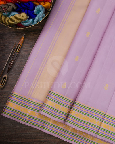 Pastel Lavender No Zari Traditional Kanjivaram Silk Saree - K13