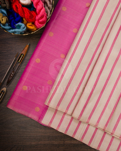 Almond and Pink Borderless Kanjivaram Silk Saree - K11