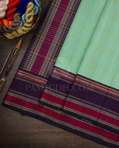 Sea Green And Purple Traditional Kanjivaram Silk Saree - AK6