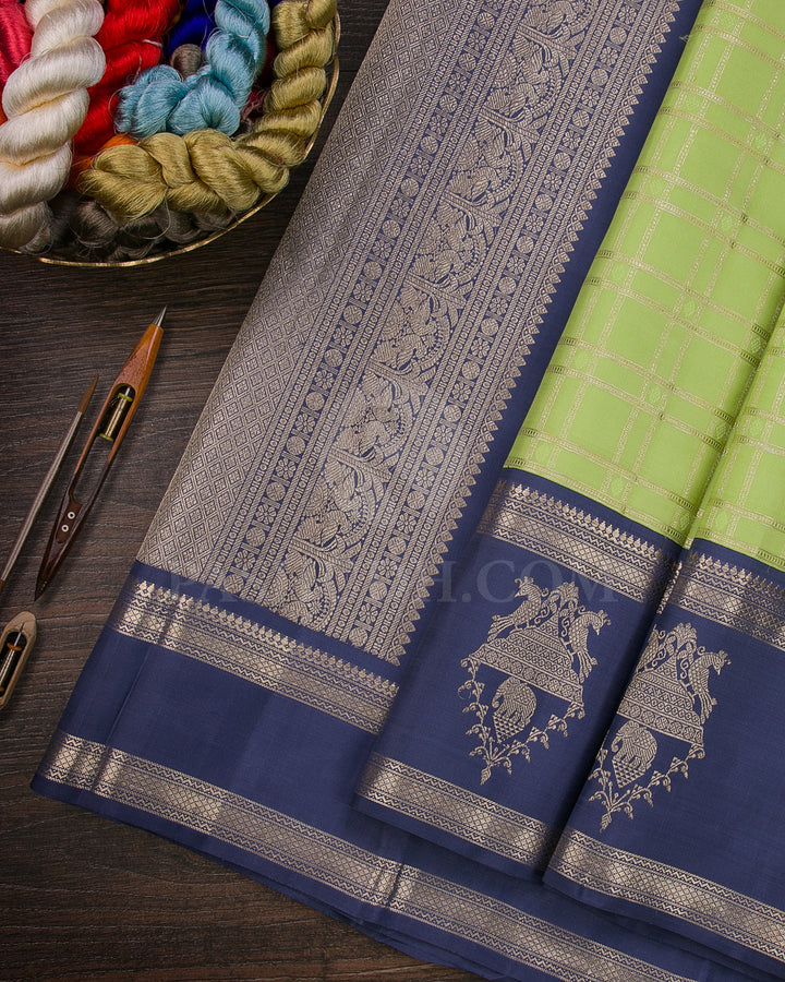 Elaichi Green and Dark Grey Traditional Kanjivaram Silk Saree - SVJ7