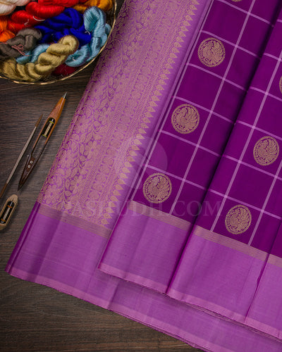 Violet And Lavender Traditional Kanjivaram Silk Saree - K10