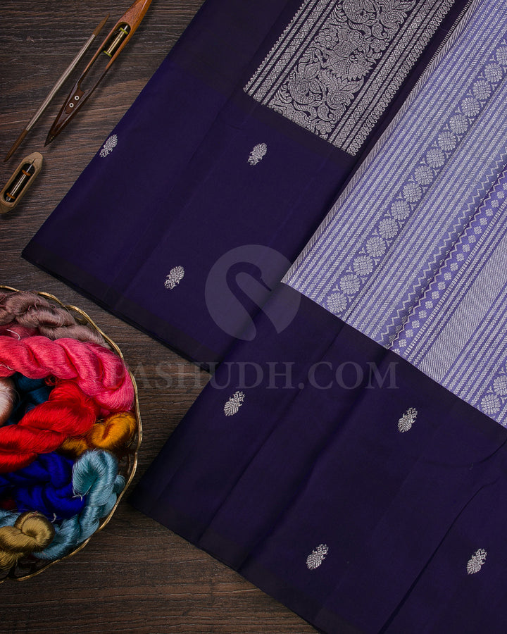 Lavender And Purple Kajivaram Silk Saree - K1