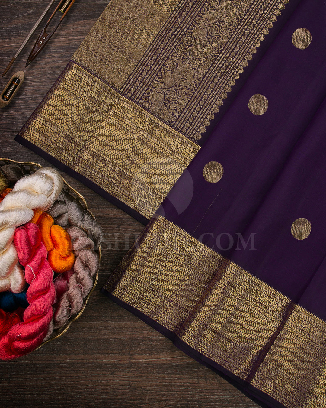 Deep Aubergine Traditional Kanjivaram Silk Saree - AK8