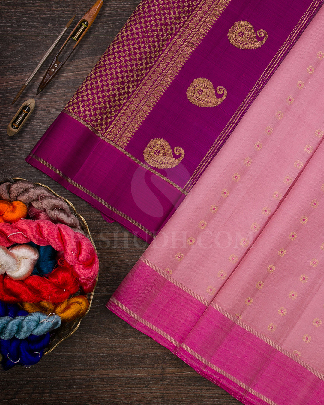 Onion Pink And Rose Pink Kanjivaram Silk Saree - K3
