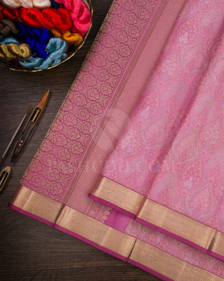 Mild Pink and Rouge Pink Kanjivaram Silk Saree - DJ278(C)