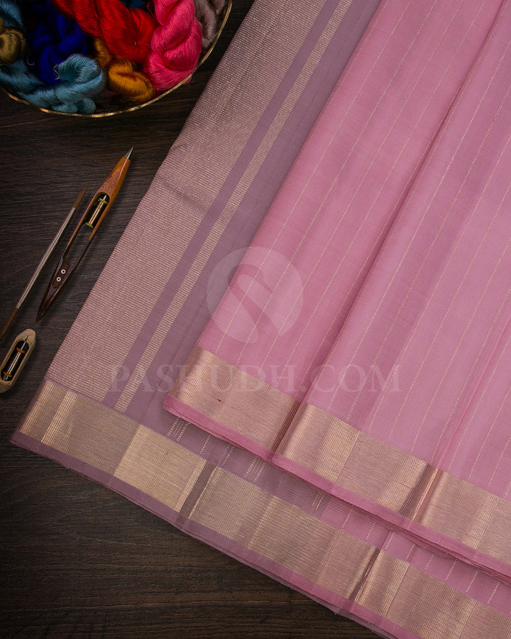 Pastel Pink And Beige Shot Pink Traditional Kanjivaram Silk Saree - SVJ2