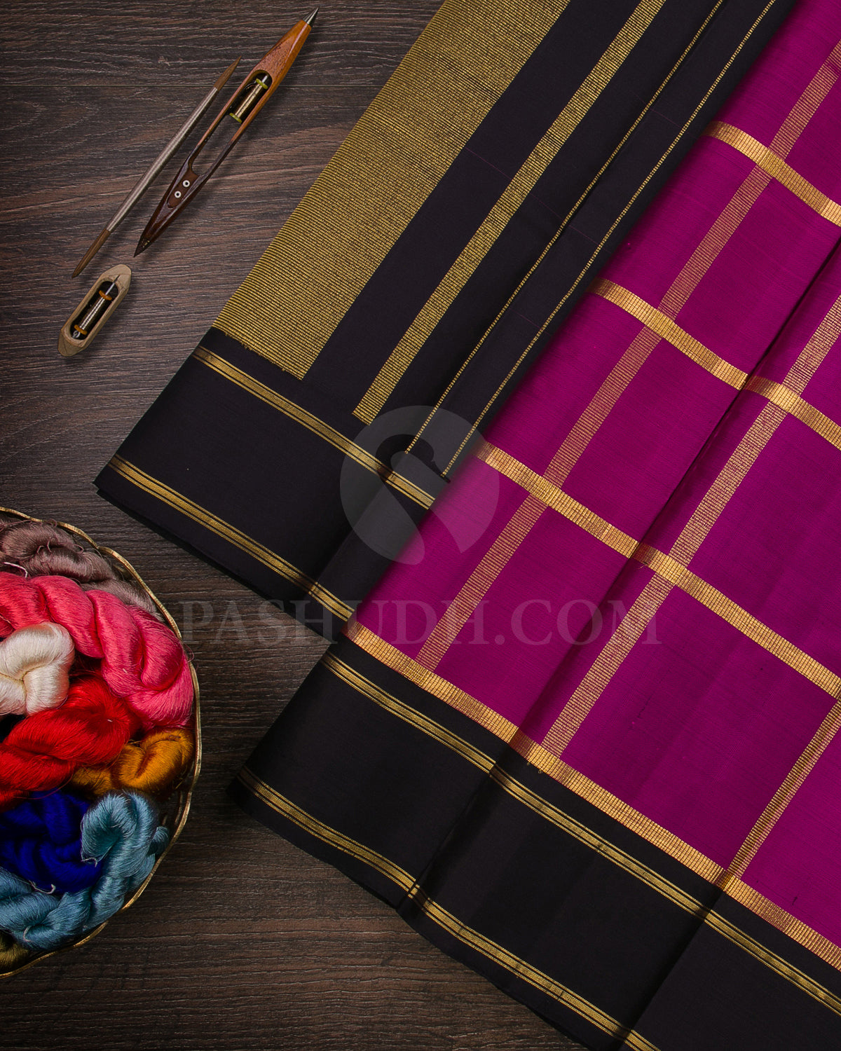 Magenta Pink And Black Traditional Kanjivaram Silk Saree - SVJ18