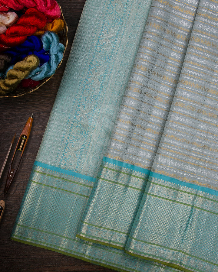 Powder Blue And Sky Blue Kanjivaram Silk Saree - S1016(E)
