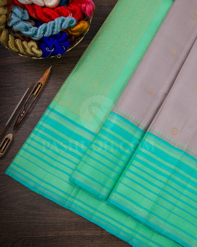 Grey And Sea Green Traditional Kanjivaram Silk Saree - AK4