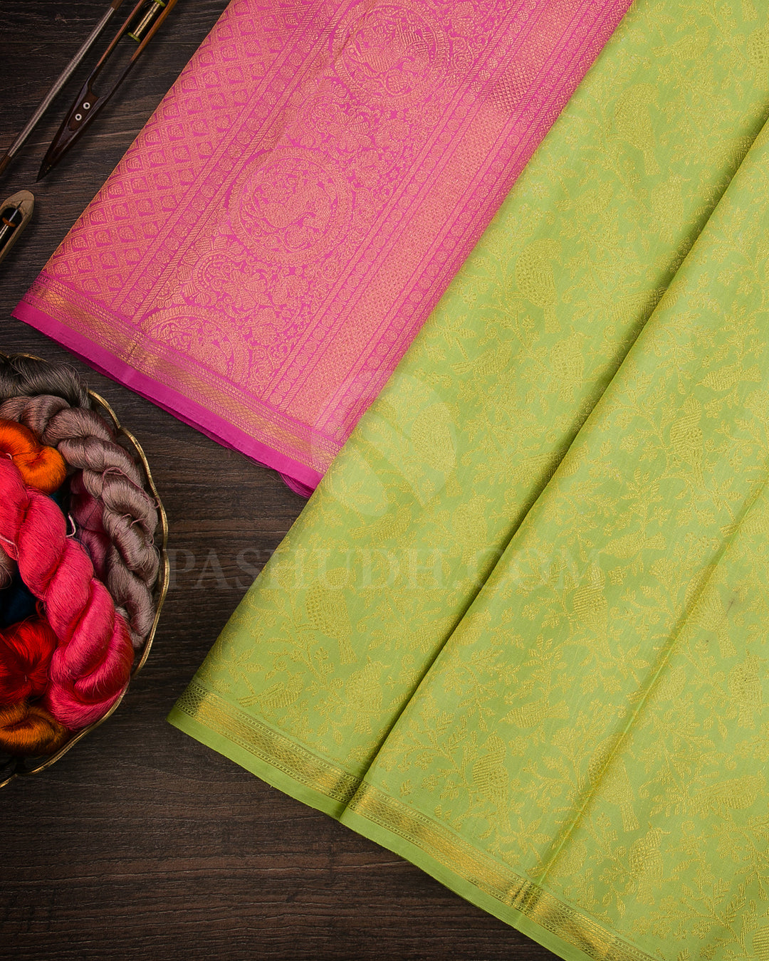 Elaichi Green And Pink Traditional Kanjivaram Silk Saree - SVJ10
