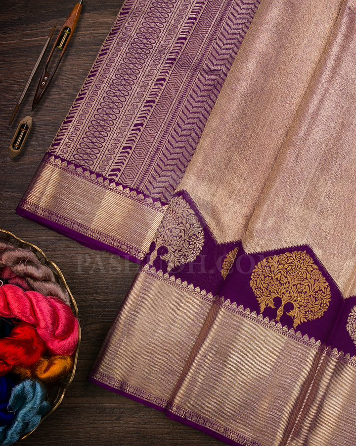 Purple Organza Shimmer Kanjivaram Silk Saree - S1096(B)