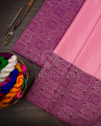 Baby Pink And Violet Kanjivaram Silk Saree - S1271(A)