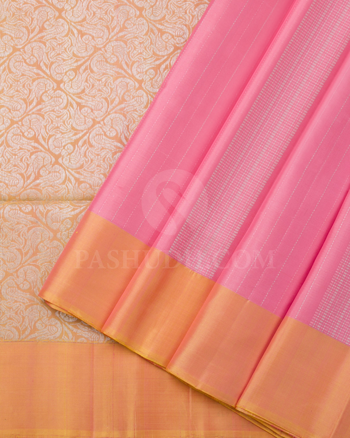 Baby Pink And Peach Soft Silk Saree - C93